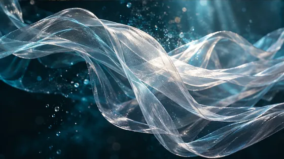 Translucent white fabric in deep teal light